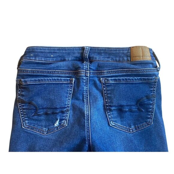 American Eagle Dark Wash Distressed Jegging Jeans Super‎ Stretch Size 2 Short - Picture 3 of 8
